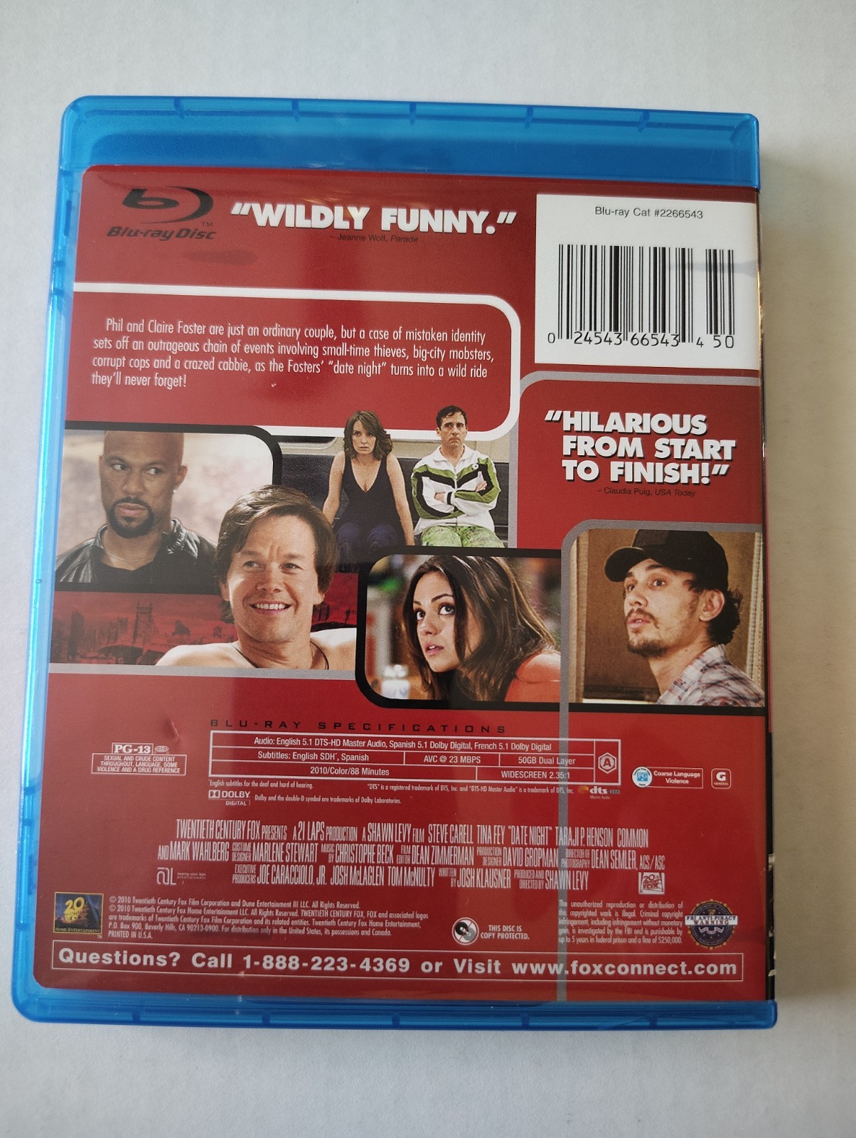 Date Night Extended Edition Blu-Ray Disc Steve Carell And Tina Fey