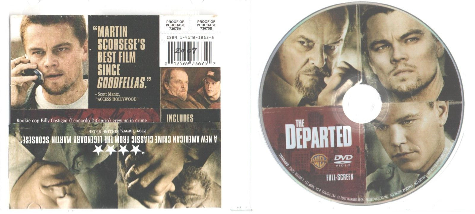 The Departed (DVD, 2007) Slim Case Leonardo DiCaprio Matt Damon Jack Nicholson
