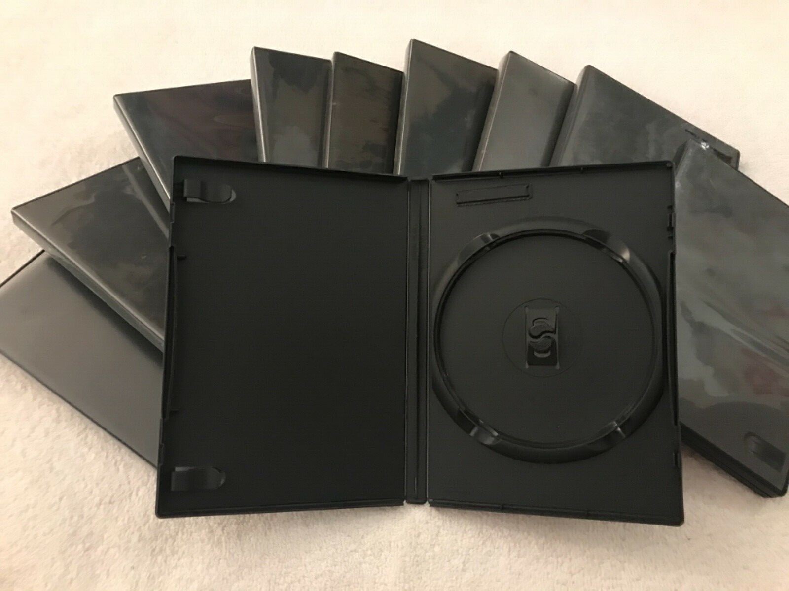 Lot 12 Empty Blank Standard Size Black DVD Replacement Case w/Clear Sleeve