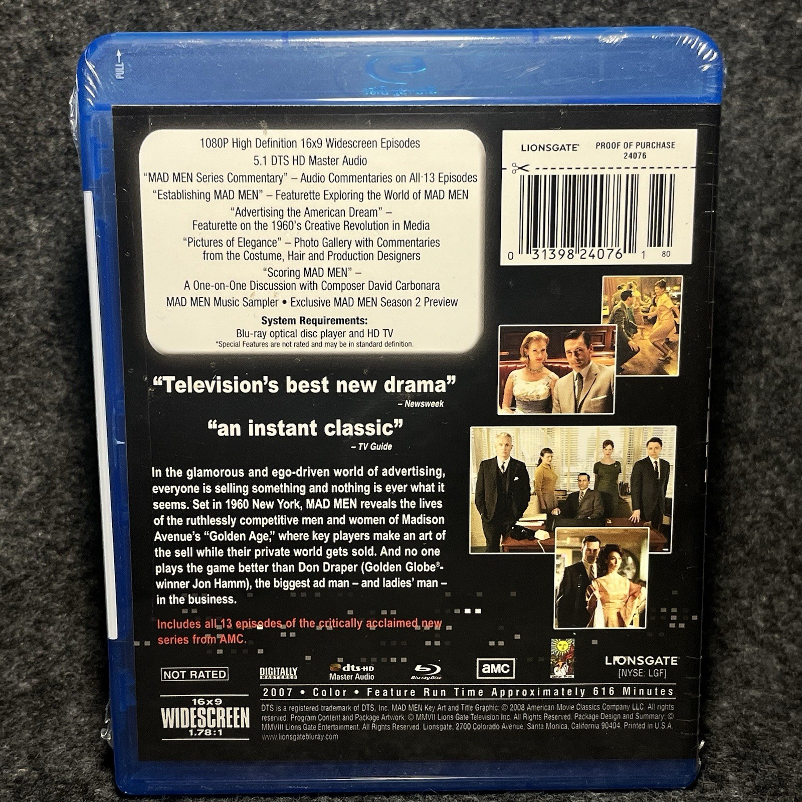 Mad Men Season One Blu-ray 3-Disc Set AMC TV Series New Sealed Lionsgate