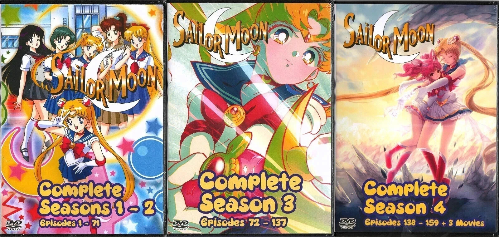 Sailor Moon Complete DIC 90’s English Dub 1-159+3 Movies +4 Seasons DVD(Serena)