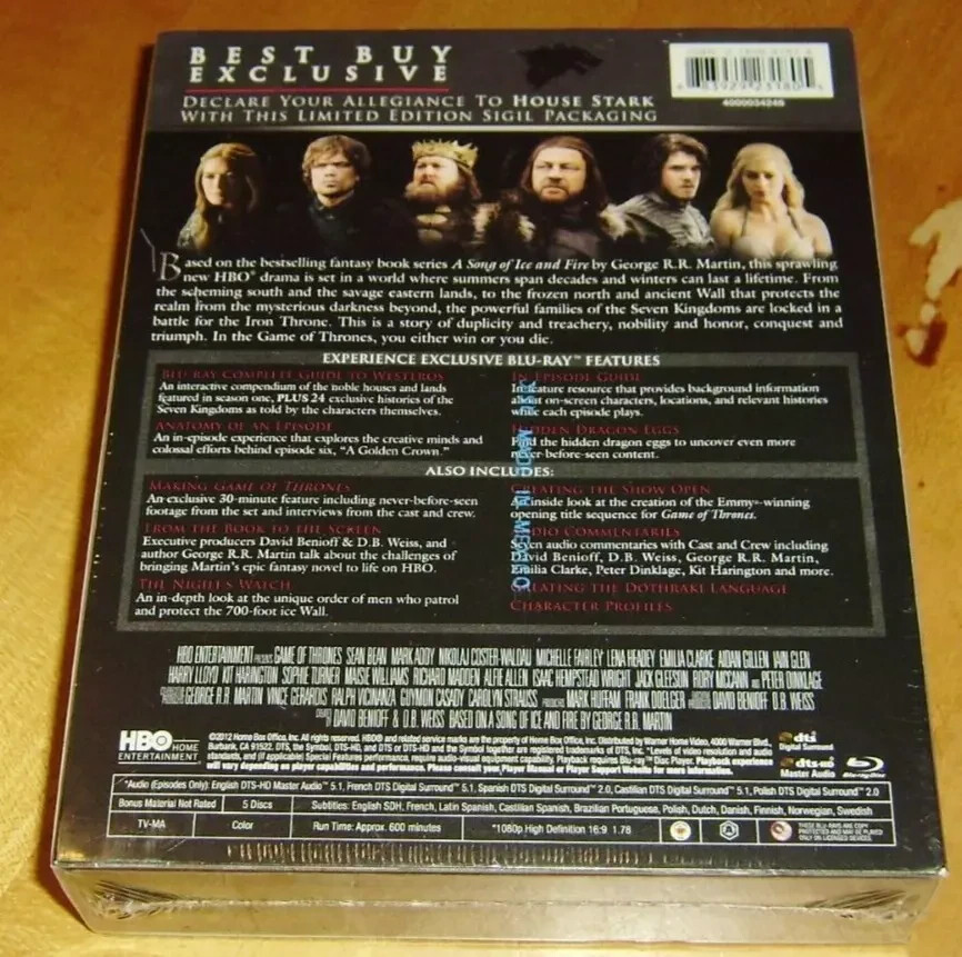 NEW Game of Thrones Blu ray First Season Stark Sigil Ltd 1080p Full HD Video