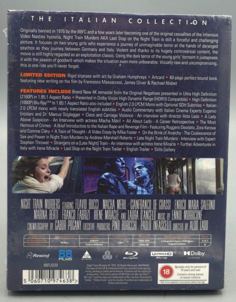 NIGHT TRAIN MURDERS – 4K ULTRA HD/BLU-RAY – SLIPCASE – 88 FILMS – Import NEW