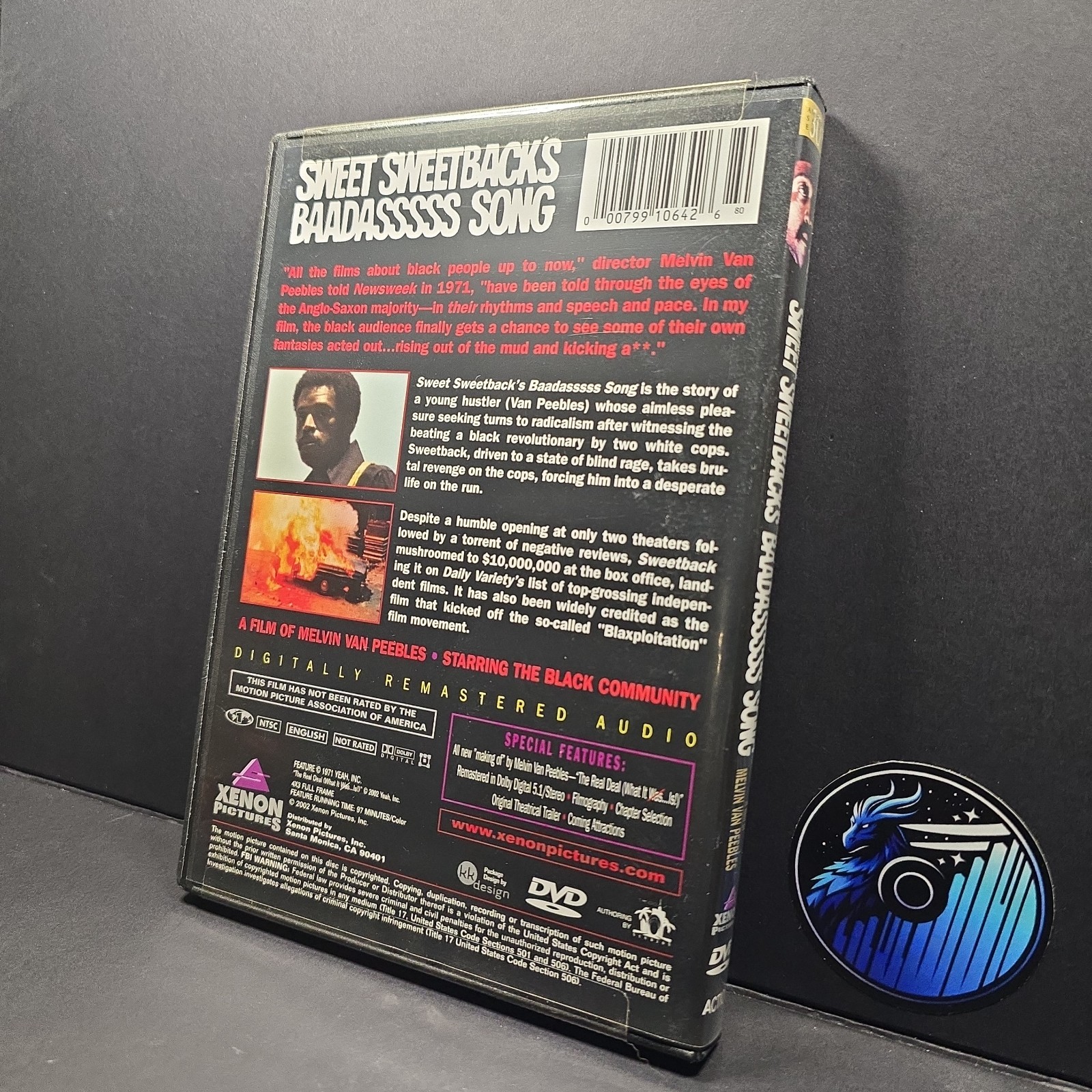 Sweet Sweetback’s Baadasssss Song DVD, 1971 Action, Melvin Van Peeples, Bonus