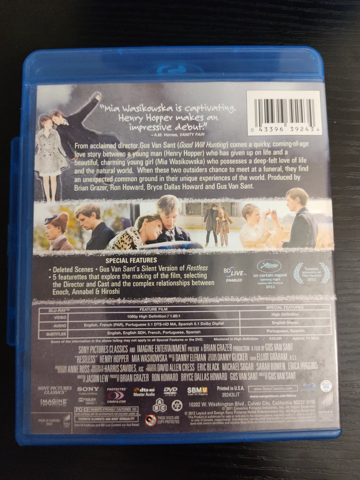 Restless 2011 Sony Pictures Classics Blu-ray + DVD Gus Van Sant PG-13 91m