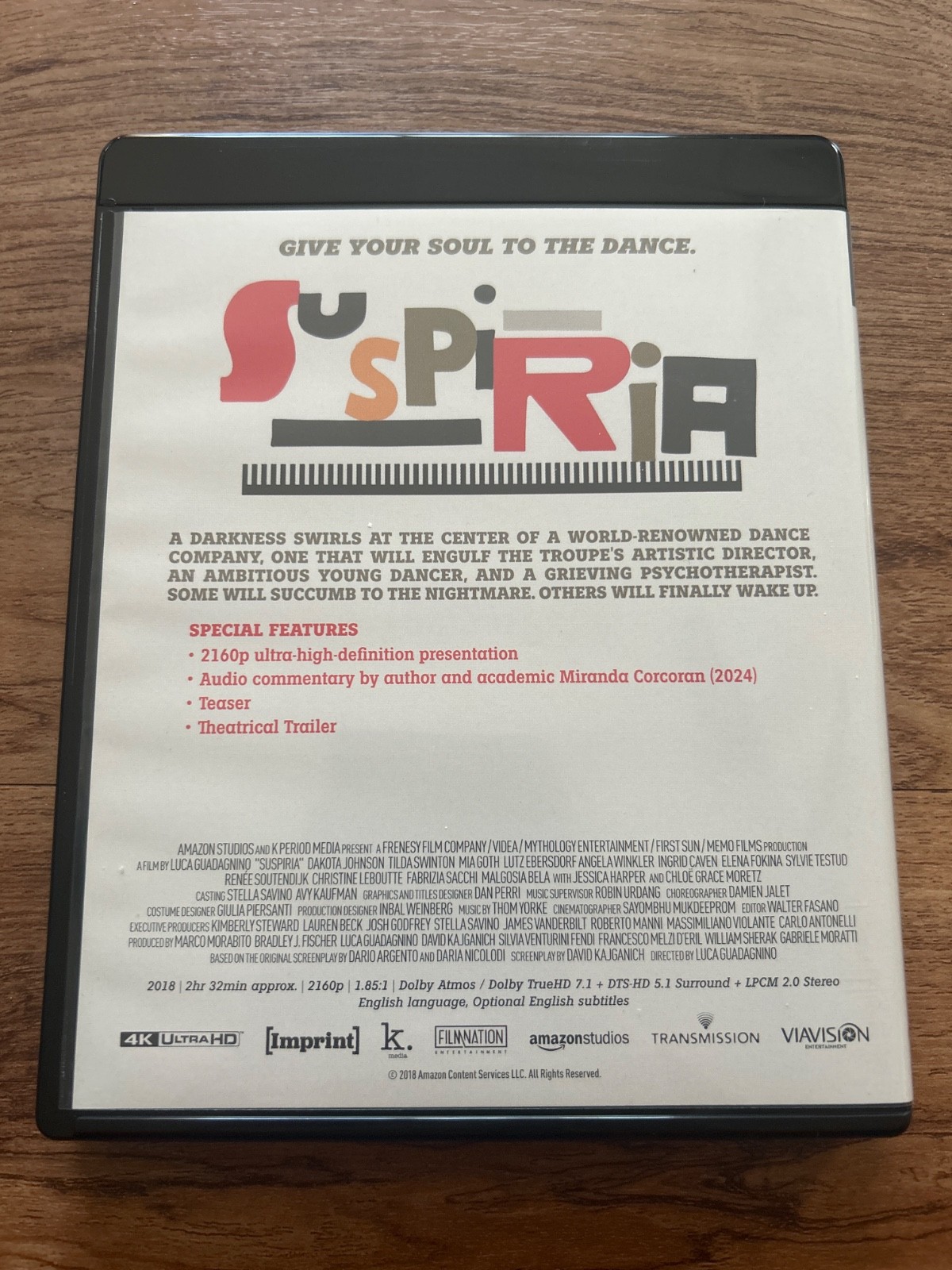 Suspiria (2018) Imprint 4K UHD with Bonus Special Features Blu-ray Disc- Read