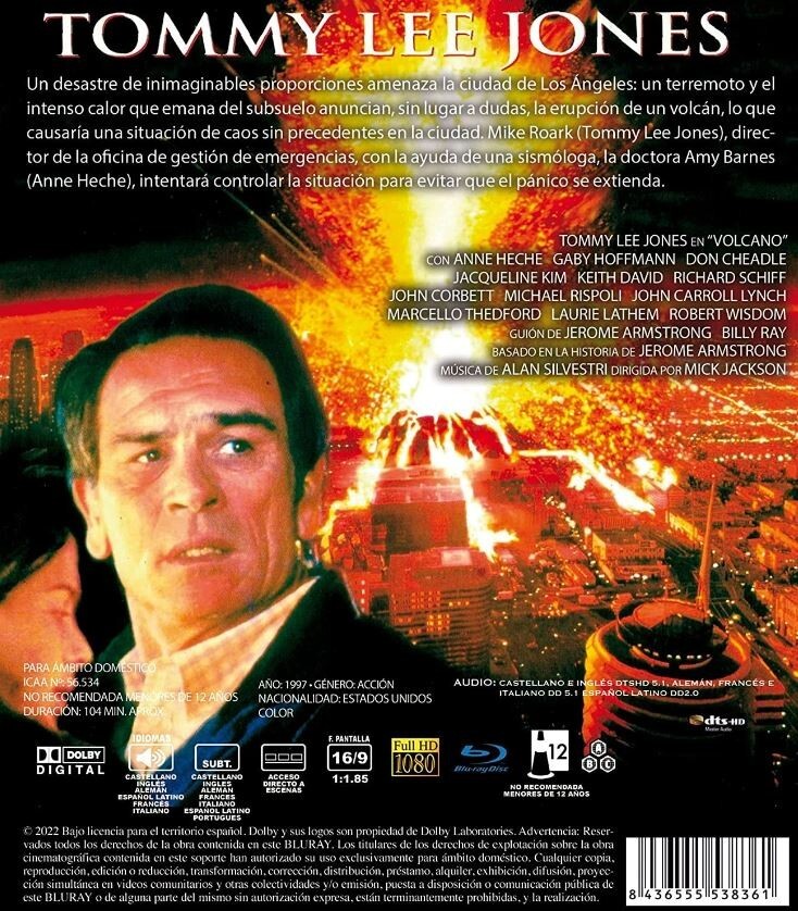 VOLCANO (1997) Tommy Lee Jones Blu-Ray NEW (Spanish Package/English Audio)