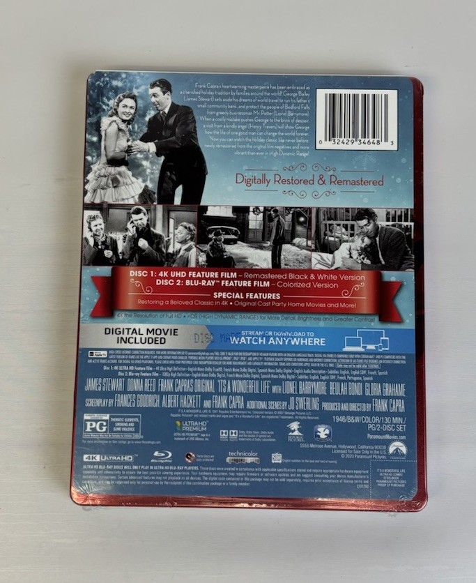 It’s a Wonderful Life – Limited Edition Steelbook 4K Ultra HD Blu-ray New