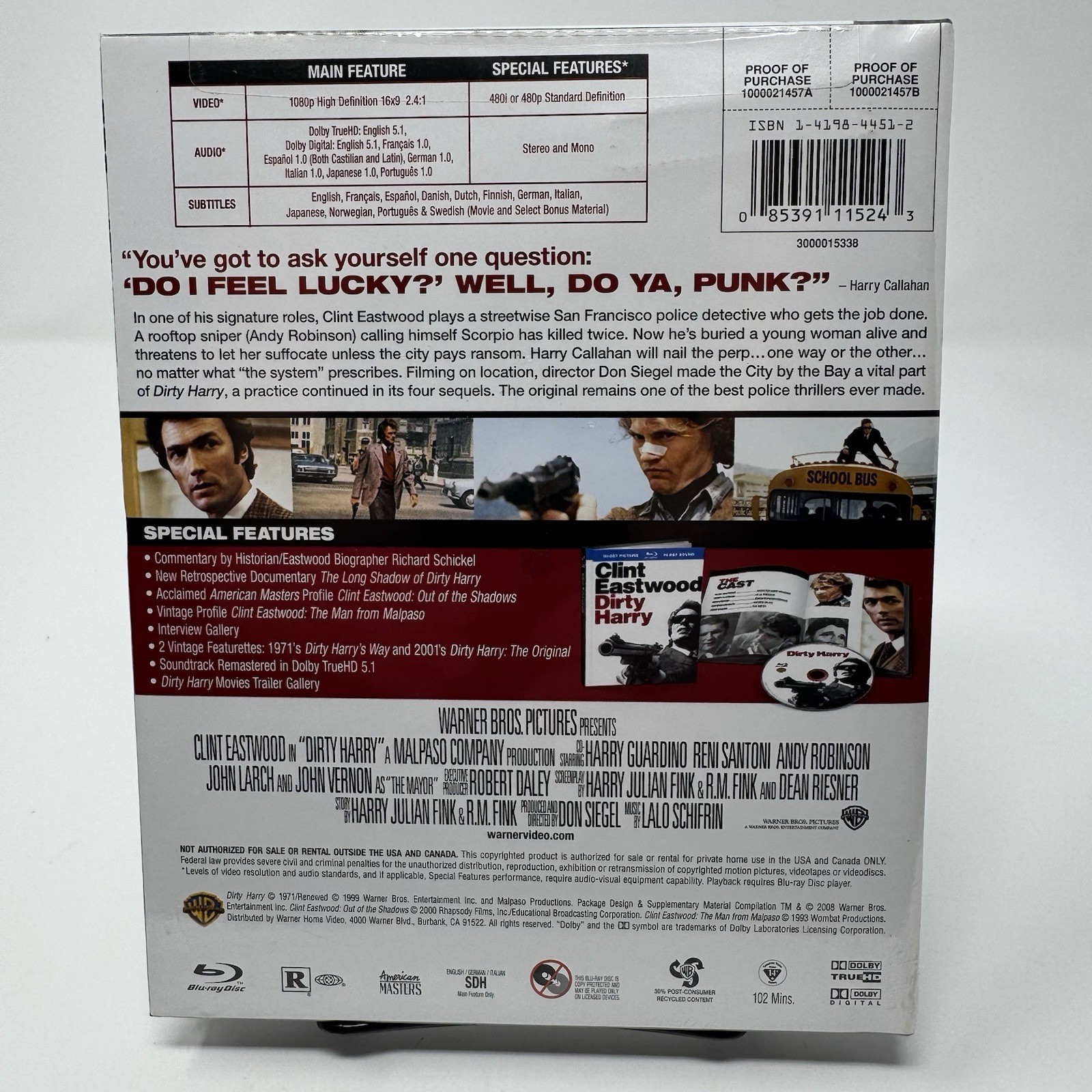Dirty Harry 1971 Clint Eastwood/Don Siegel Blu-ray Digibook New/Sealed OOP