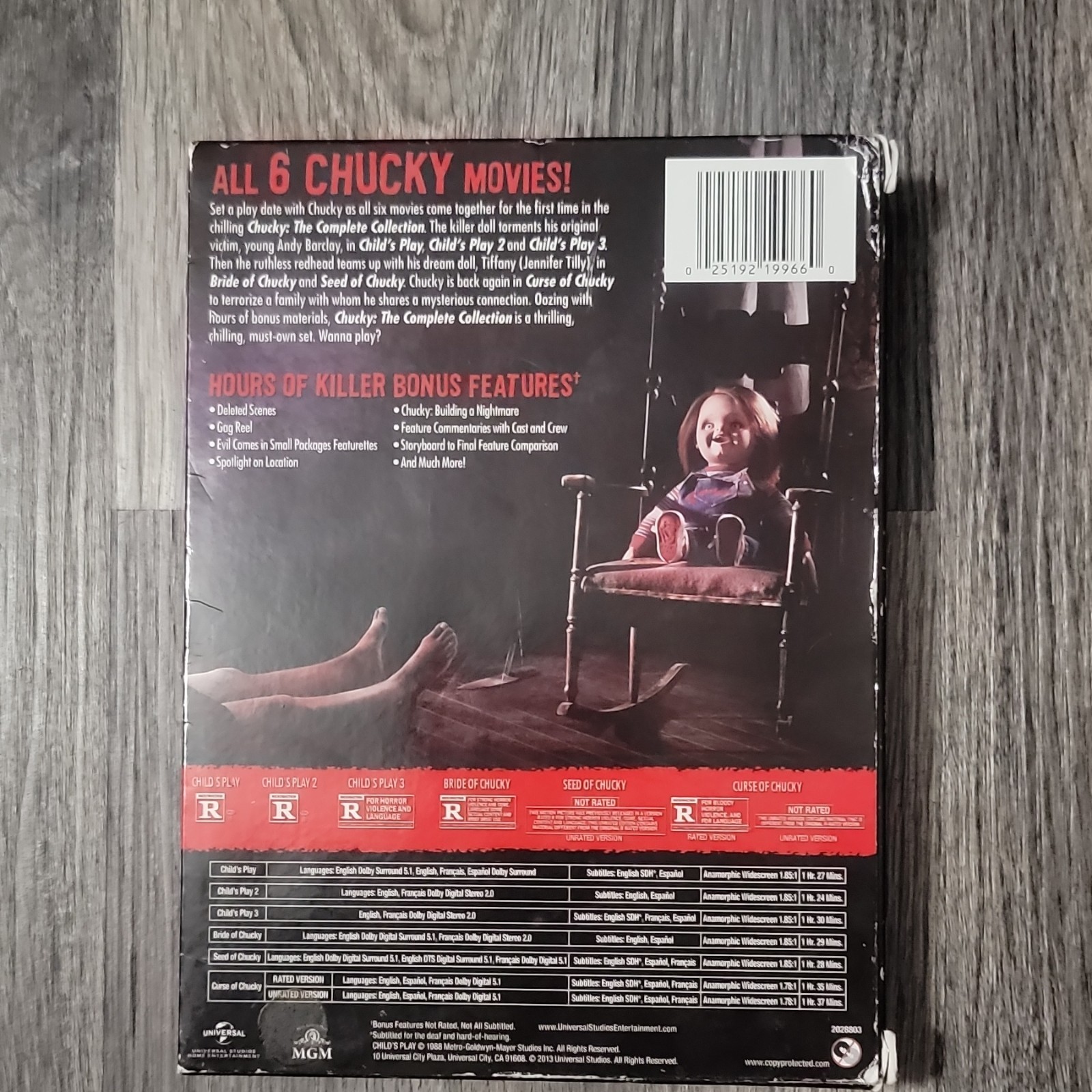 Chucky Complete Collection DVD Box Set Horror Jennifer Tilly Don Mancini MGM