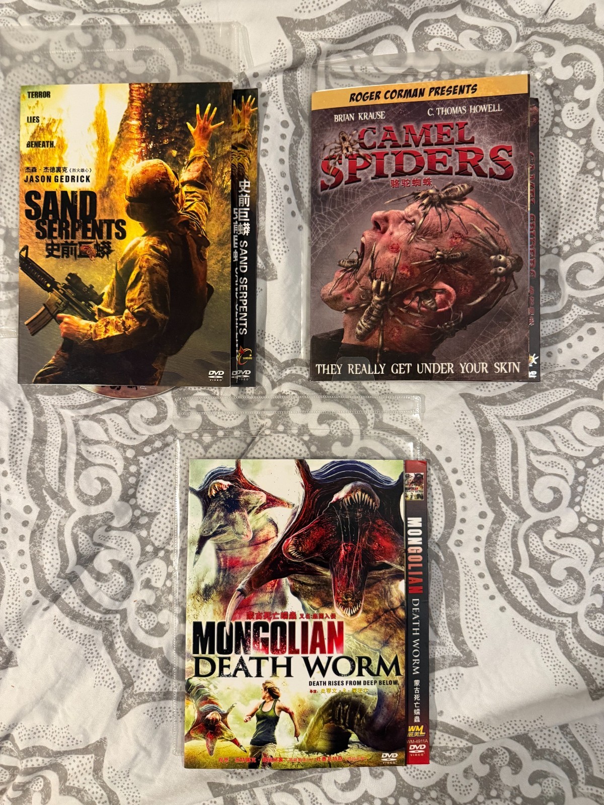 3 Cult Classic DVD Camal Spiders Sand Serpents Mongolian Death Worm VG