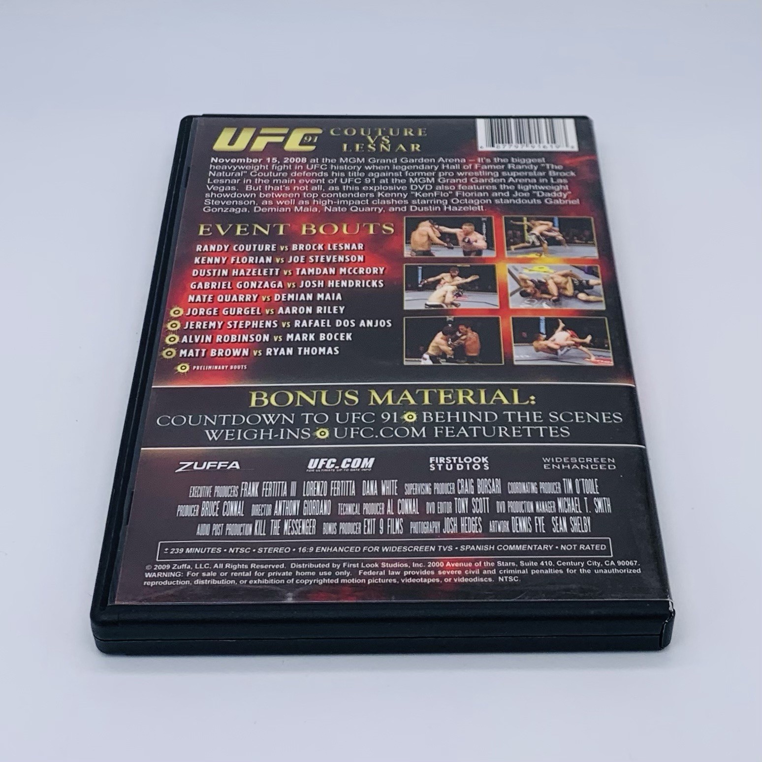 UFC 91: Couture vs. Lesnar DVD with Insert 2008 2-Disc Set Over 4 Hrs of Content