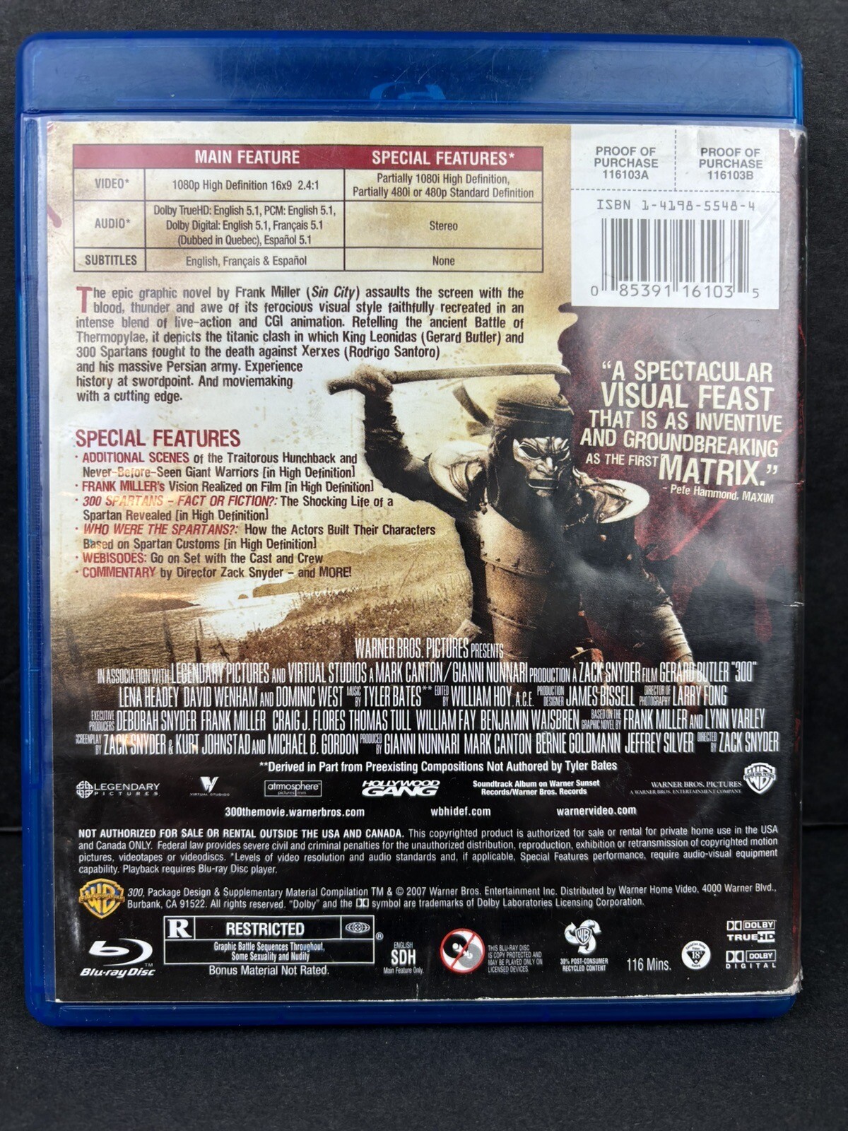 300 Blu-ray 2007 Three Hundred