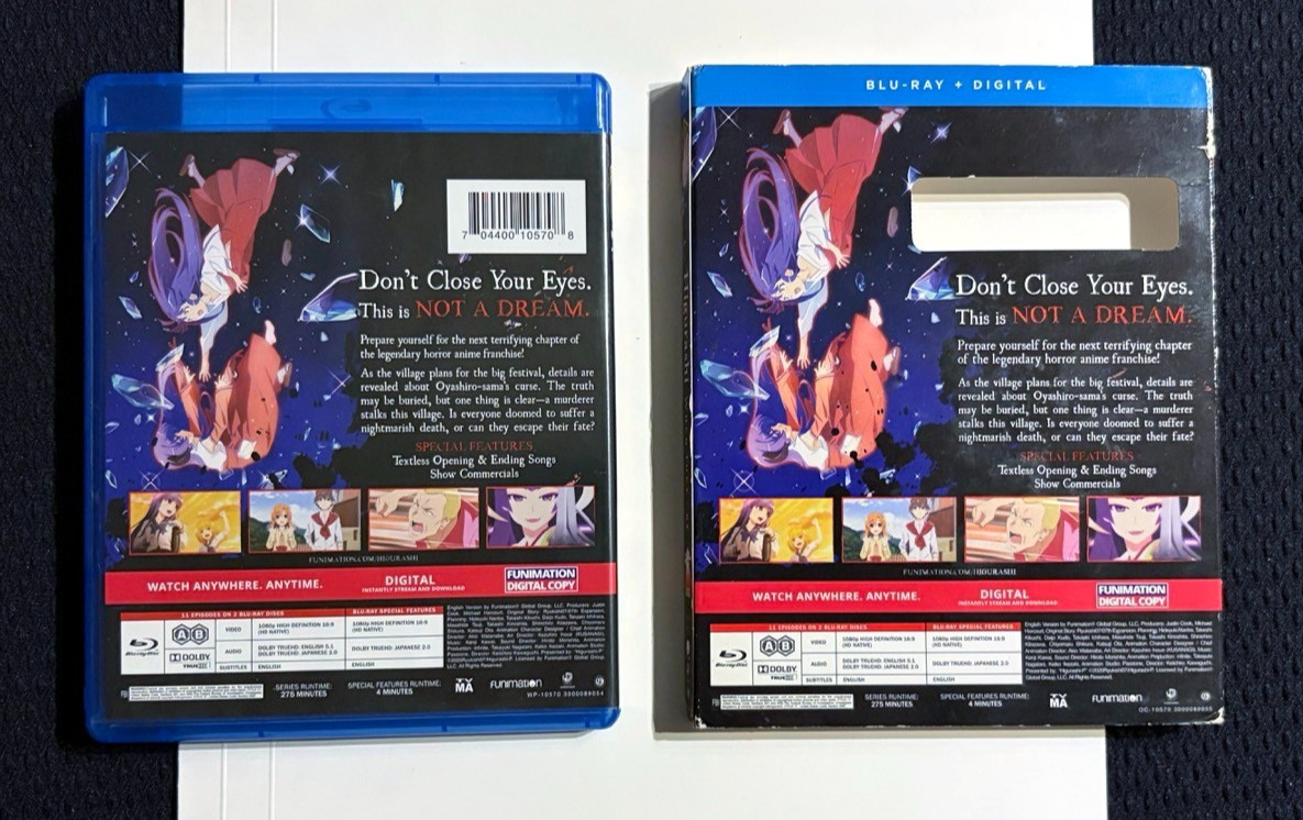 Higurashi When They Cry Gou Season 1 Part 2 RARE FUNimation Anime Blu-Ray Set