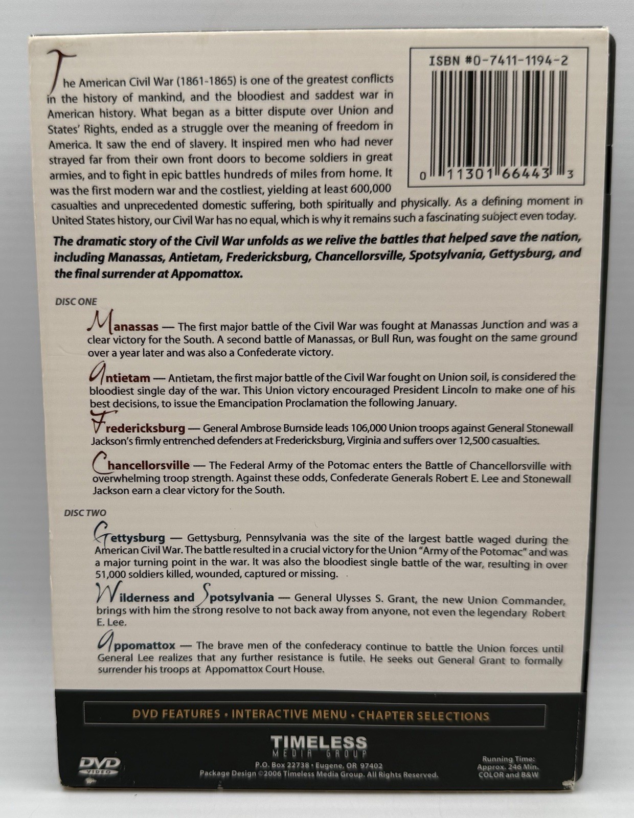 Civil War Battlefields DVD, 2-Disc Set Timeless Media Group 2006