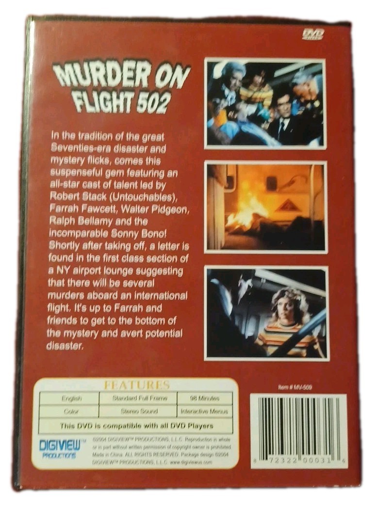 Murder On Flight 502 Slim Case On DVD With Farrah Fawcett Very Good