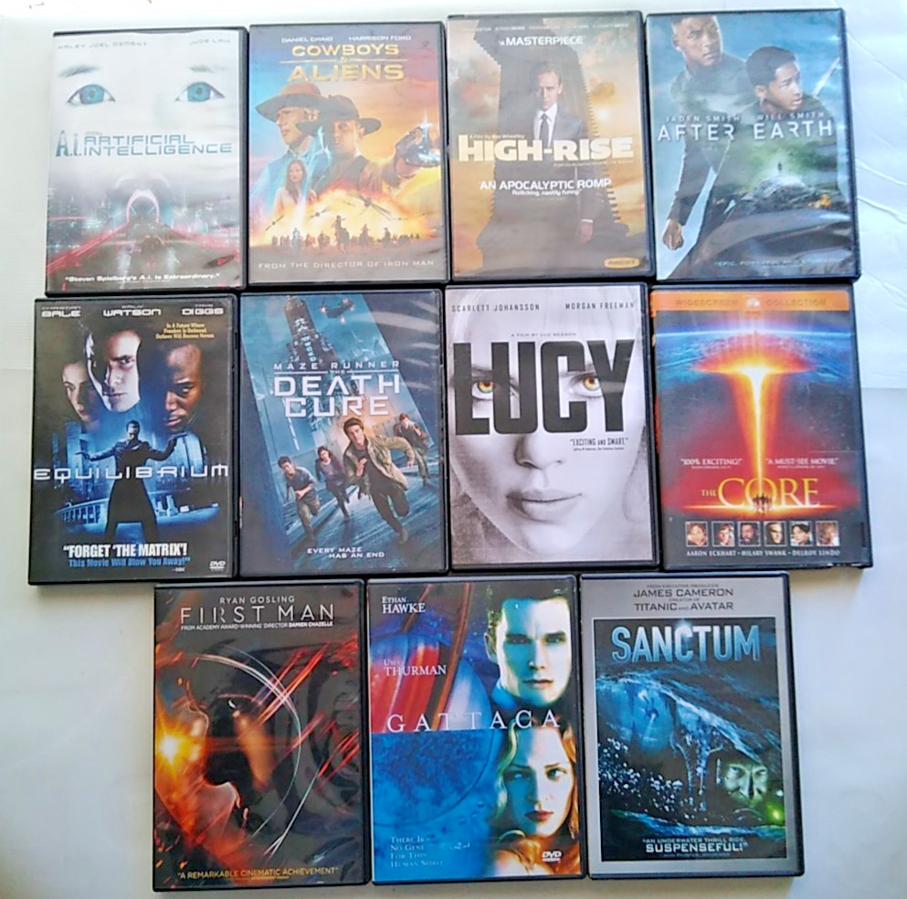 Sci-fi: AI Gattaca Lucy Sanctum Equilibrium Death Cure Core + DVD Movie Lot 11
