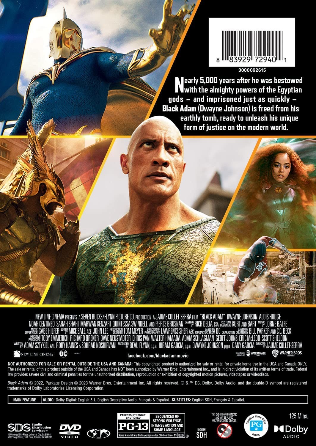 Black Adam (DVD) Noah Centineo Sarah Shahi Pierce Brosnan Jaume Collet-Serra