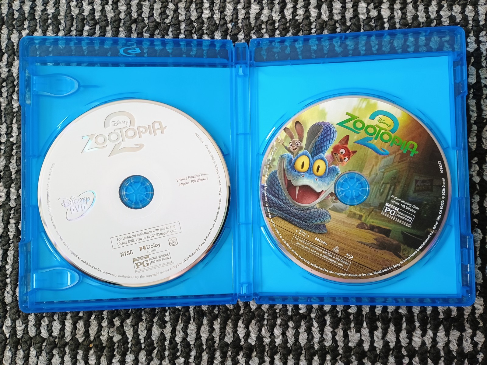DISNEY’S ZOOTOPIA 2 BLU RAY + DVD 2 DISC SET NO DIGITAL CODE