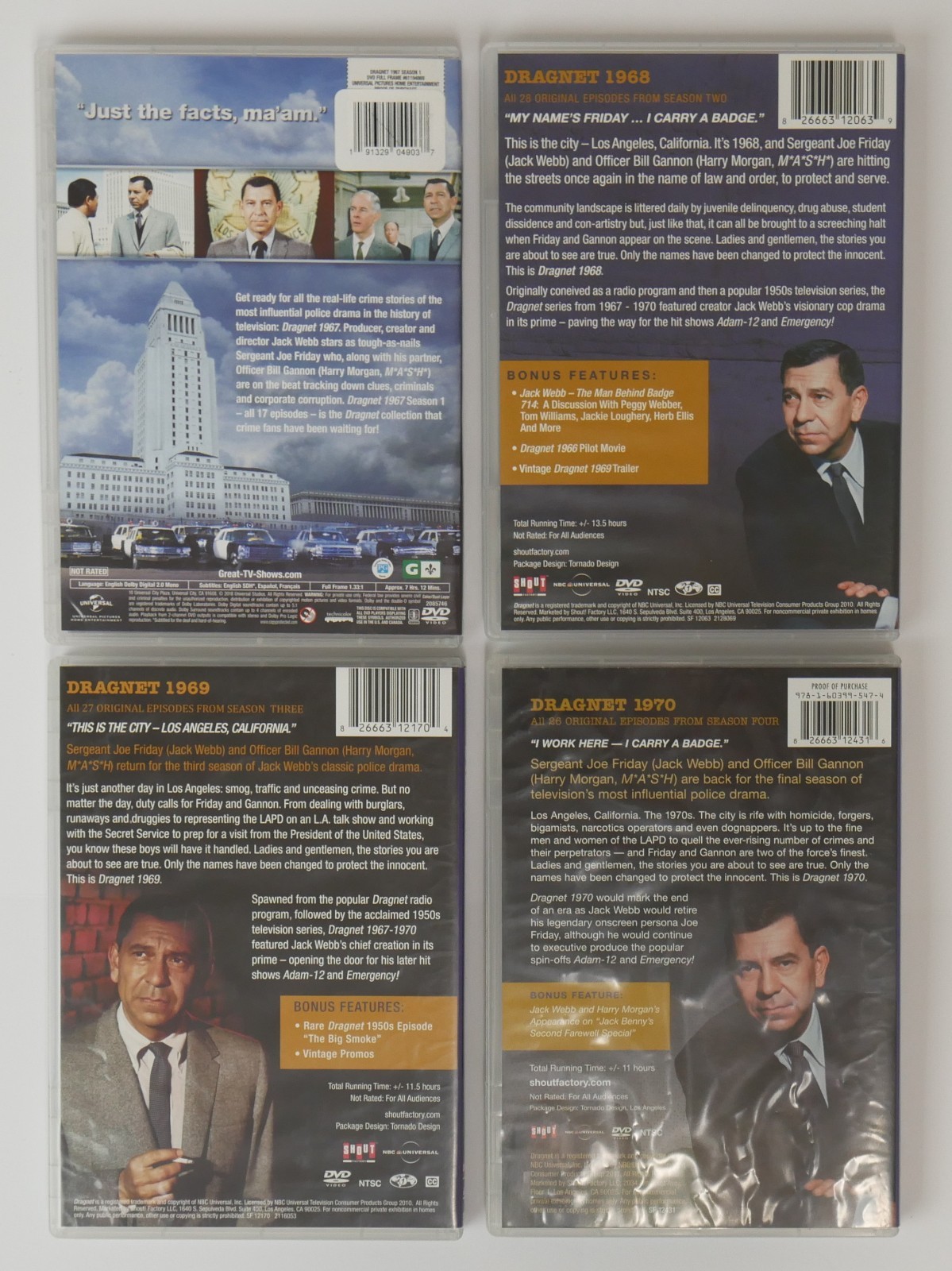Dragnet: Complete Series [Seasons 1 2 3 4] (DVD 17-Disc Set) 1967 1968 1969 1970