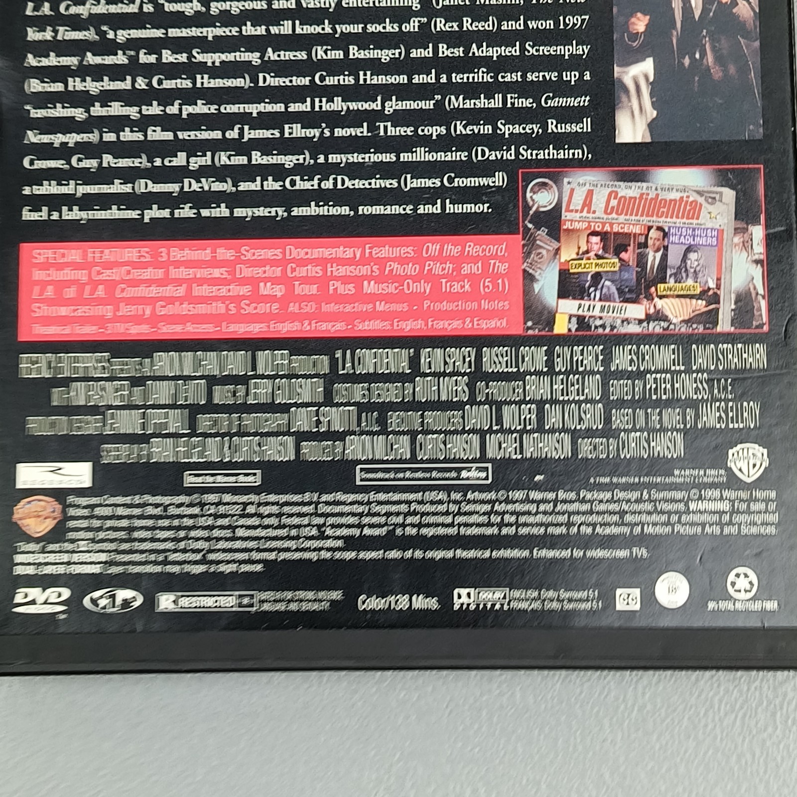 LA Confidential Movie Basinger Devito Spacey Crowe Academy Awards 085391491323