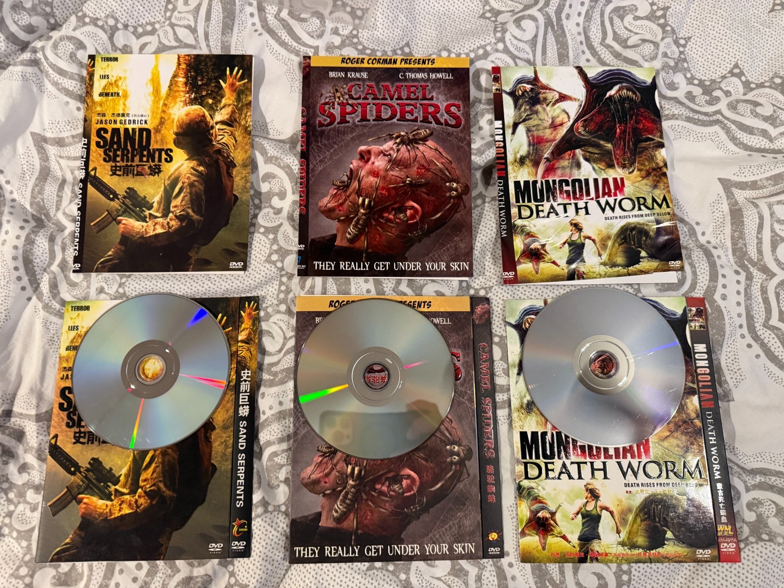 3 Cult Classic DVD Camal Spiders Sand Serpents Mongolian Death Worm VG