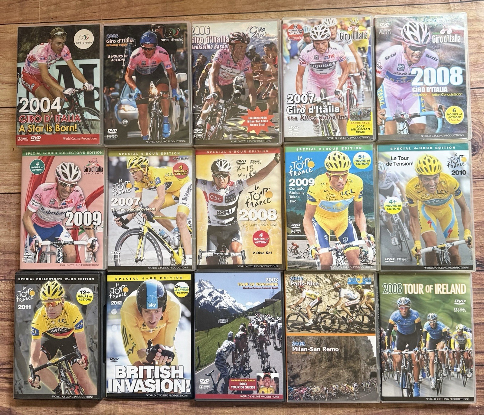 World Cycling Productions DVD Lot O 15 Giro D’Italia Tour De France 2000s Tested