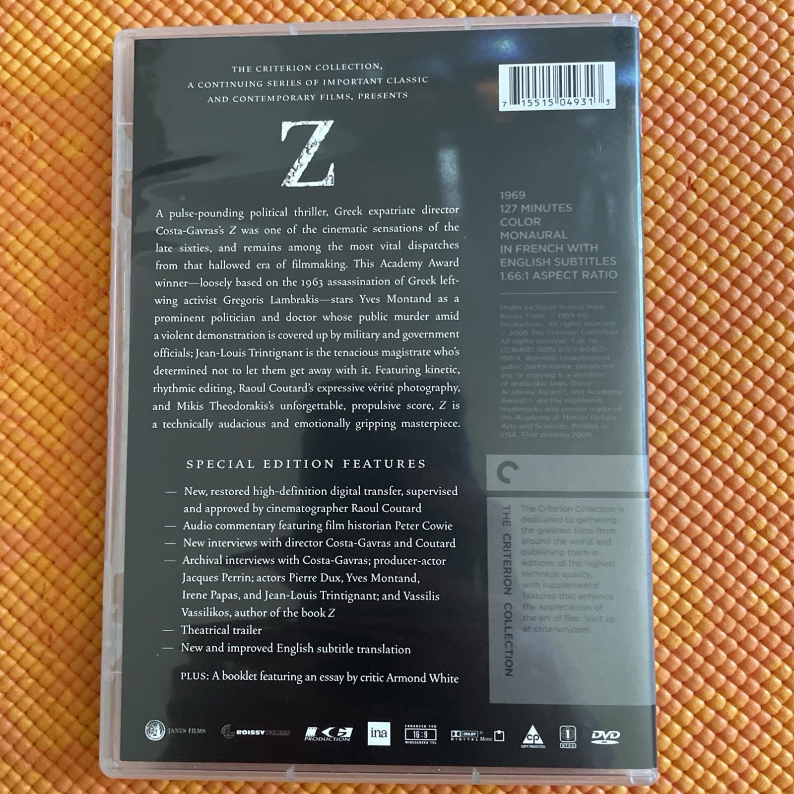 “Z” 1969 DVD Criterion Collection Costa-Gavras 2009