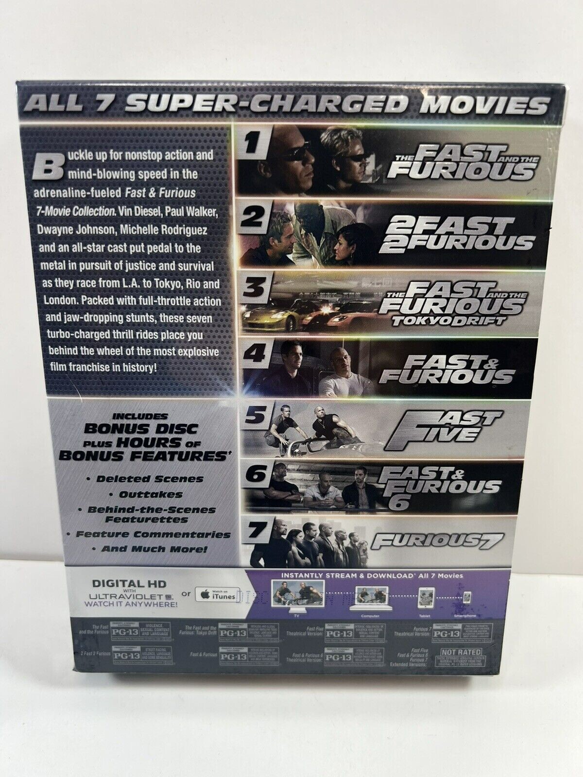 Fast & and Furious 7-movie Collection BLU-RAY BD Box Set *NEW/SEALED* FREE SHIP