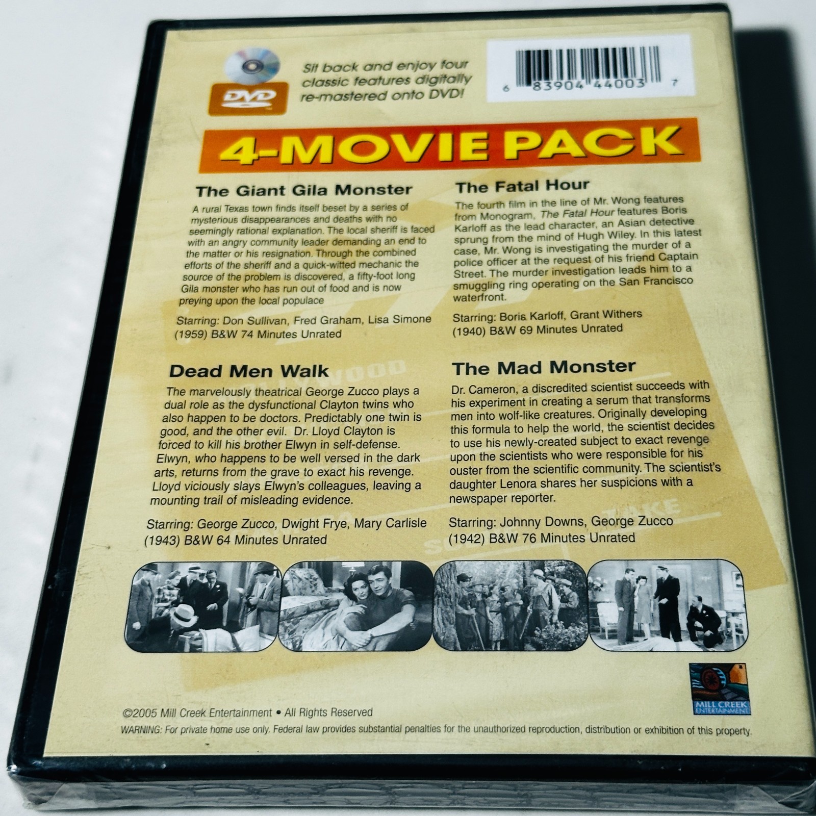 Horror Classics 4 Movie Pack – DVD – New / Sealed – Gila Monster – Mad Monster