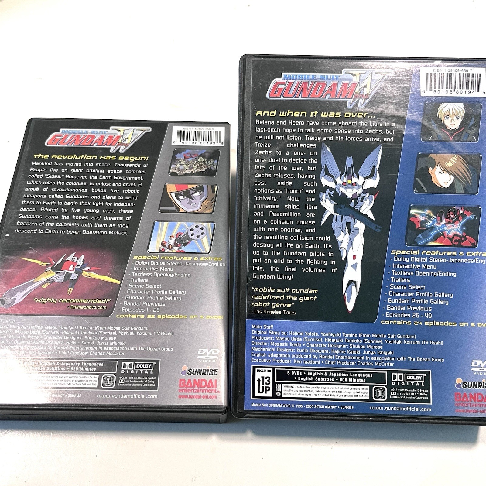 Mobile Suit Gundam Wing Complete 1 & 2 DVD Sets Anime Legends Bandai