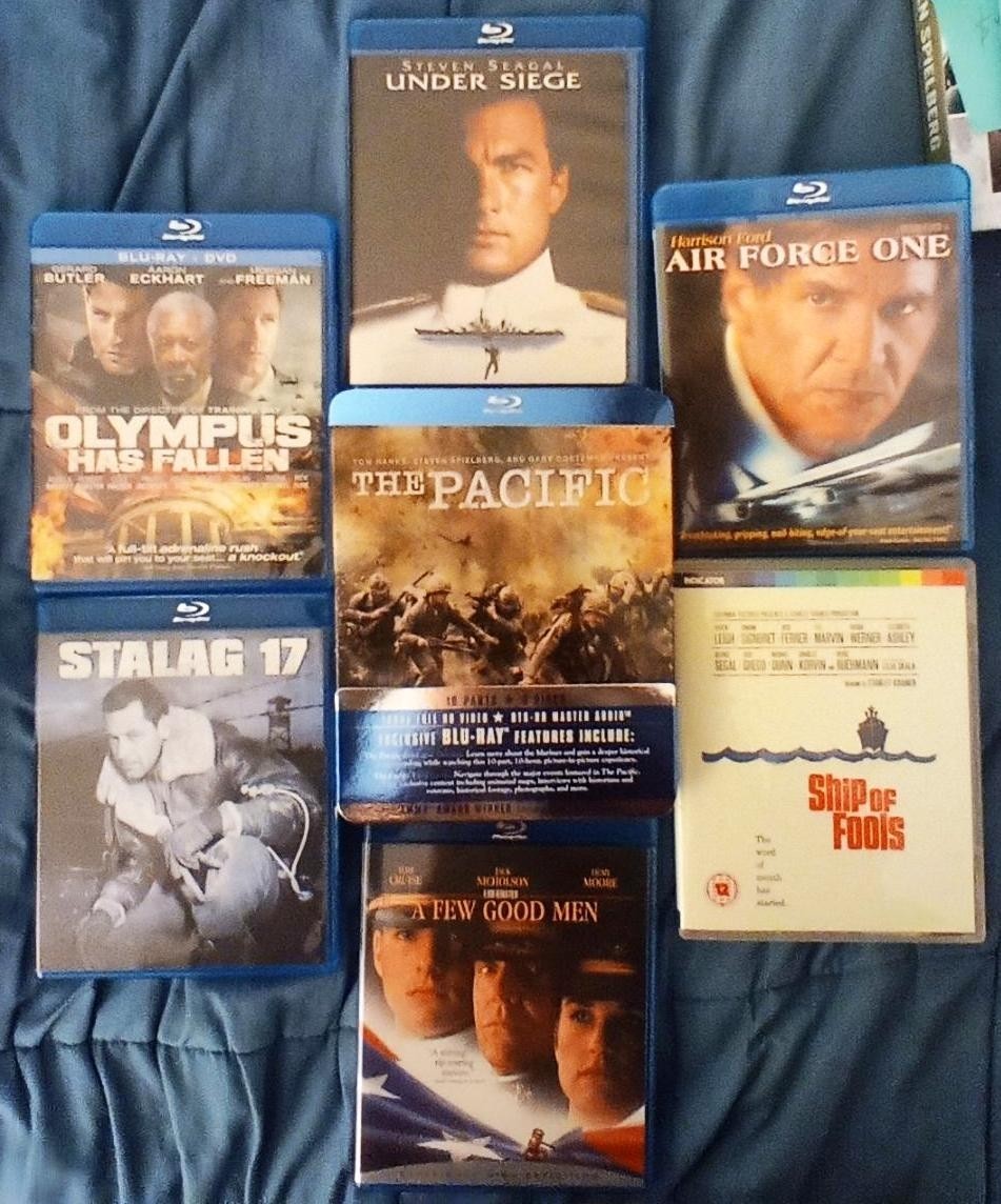 7 Blu-Ray incl The Pacific, Air Force One, Few Good Men, Stalag 17, many more!