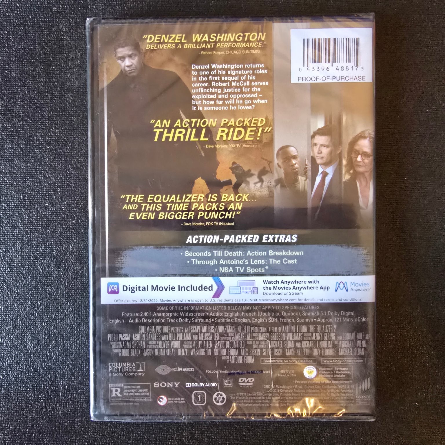 The Equalizer 2 DVD 2018 Denzel Washington Antoine Fuqua Action Thriller
