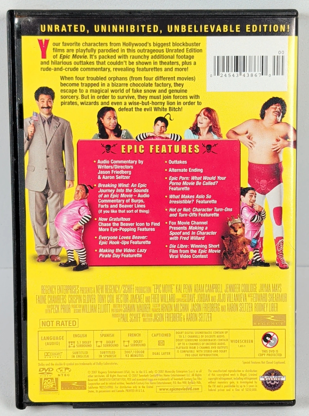 Epic Movie (2007) Unrated Edition Widescreen DVD Kal Penn Free Shipping