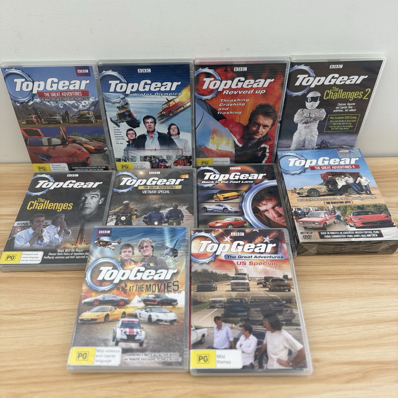 Top Gear DVD BBC Lot Bundle x 10 Great Adventures 4 Revved Challenge