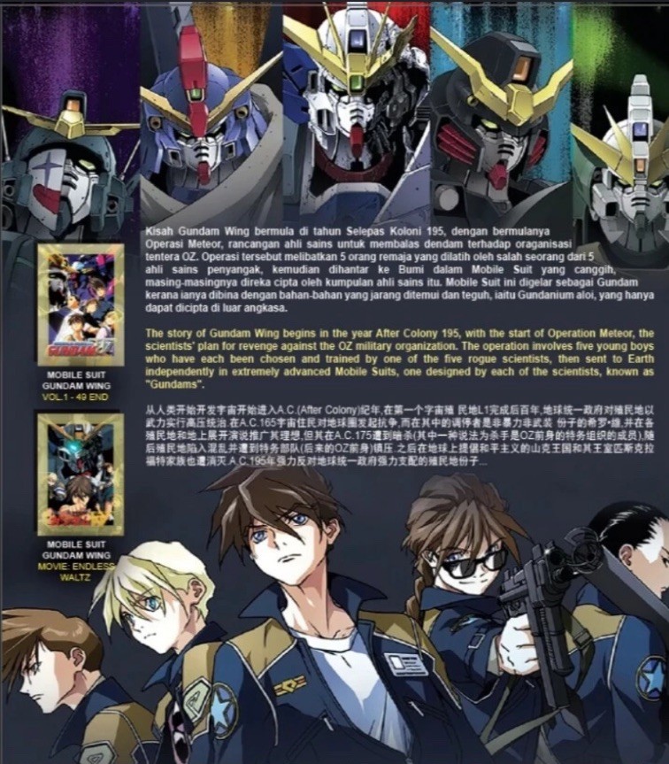 Mobile Suit Gundam Wing: DVD Vol.1-49 End+Endless Waltz Movie Anime Set Eng Dub