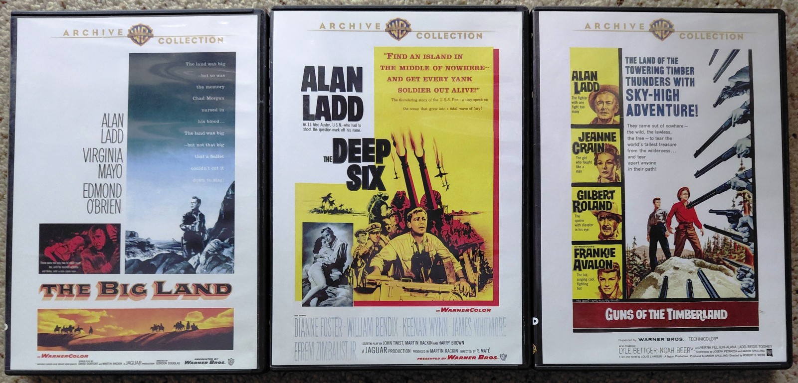 **ALAN LADD** The Big Land, The Deep Six & Guns of the Timberland ~3 DVD LOT~~