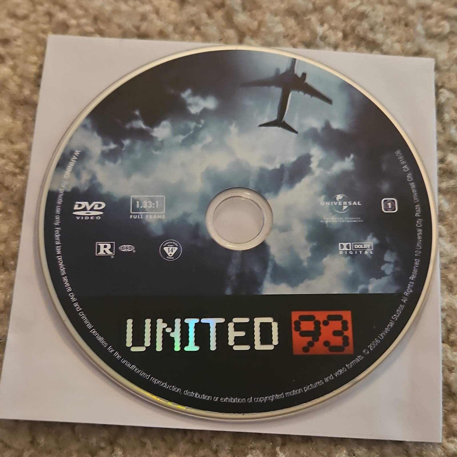 Universal Studios United 93 DVD Full Frame 1.33:1 R Movie 2006 Region 1