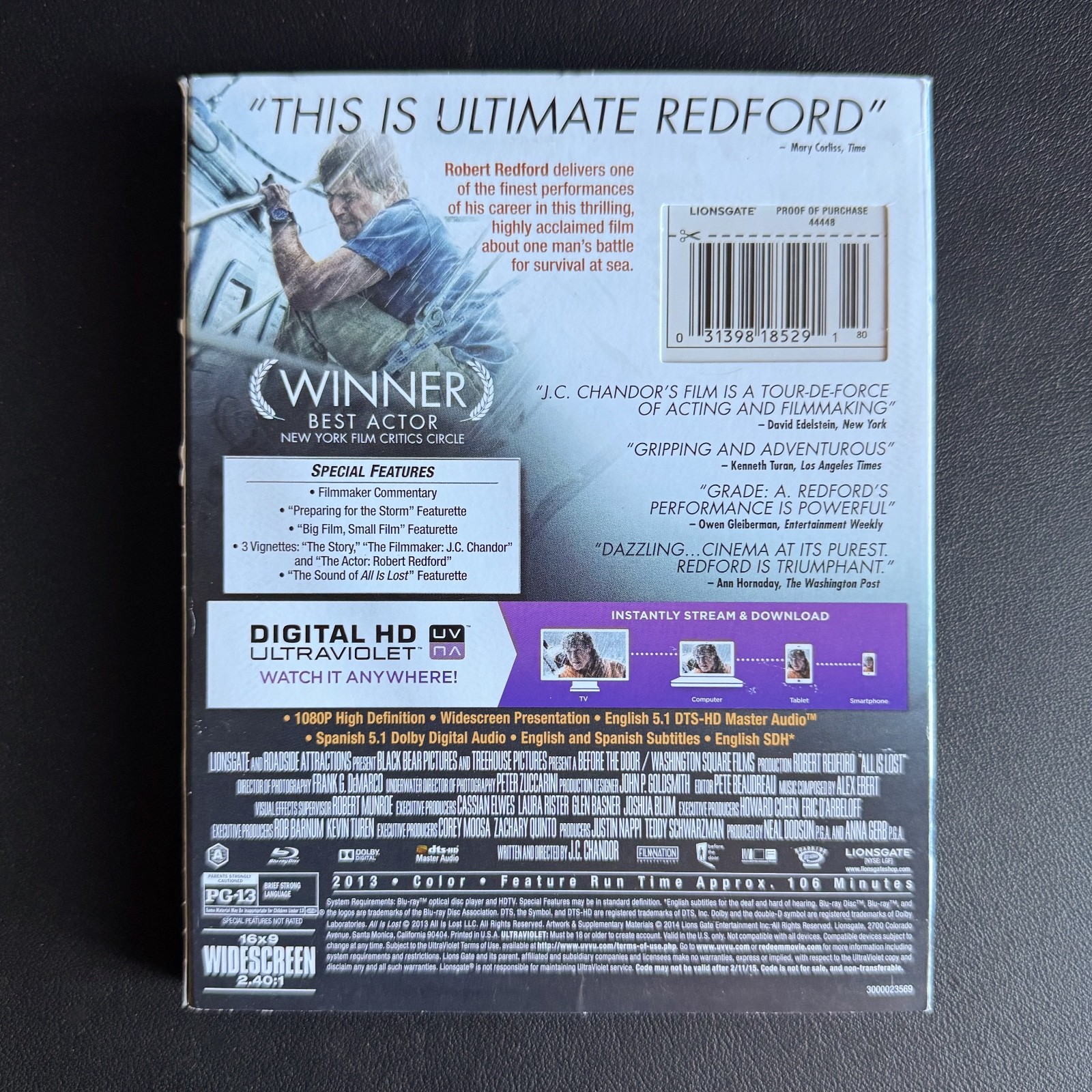 Robert Redford ALL IS LOST BLU-RAY written and directed by J.C. Chandor
