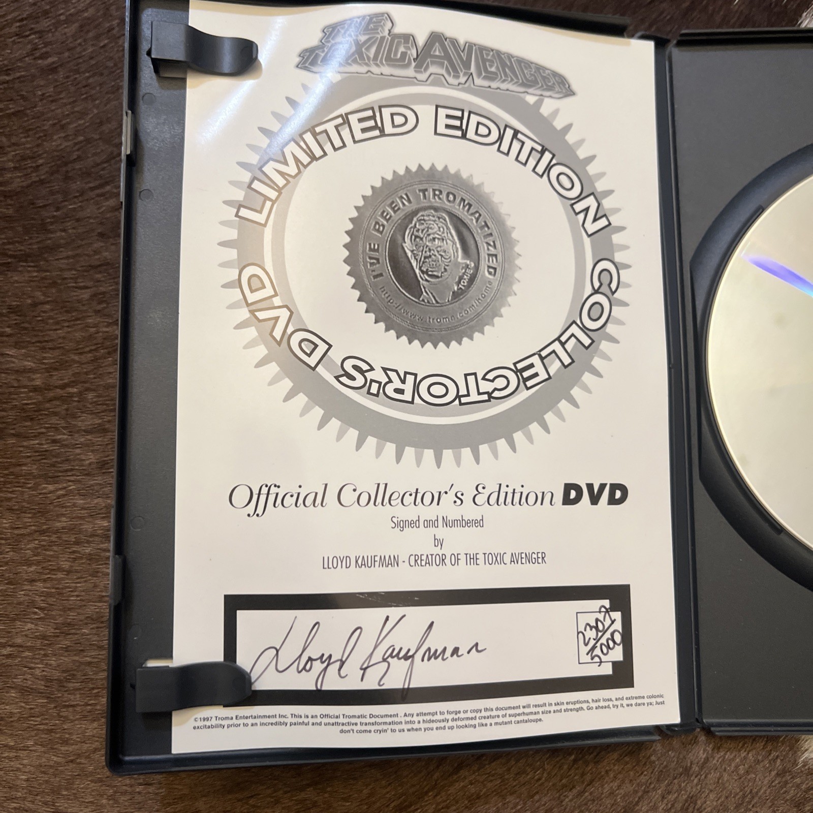 1997 The Toxic Avenger Limited Ed. Directors Cut Unrated Numbered Signed RARE