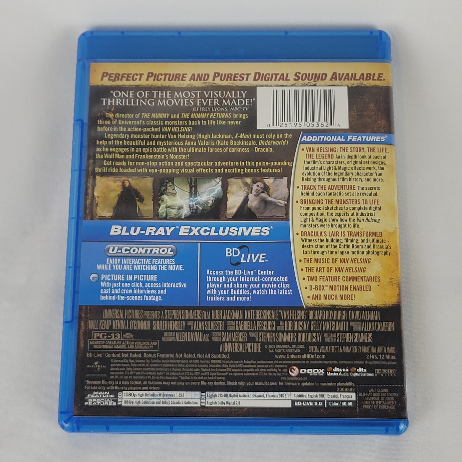 Van Helsing Blu-ray Hugh Jackman Kate Beckinsale