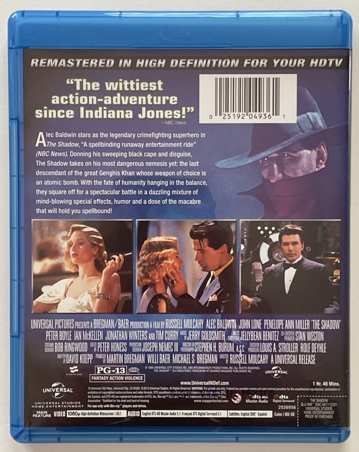 The Shadow (Blu-ray 2013) Alec Baldwin Ian McKellen Tim Curry- MINT DISC