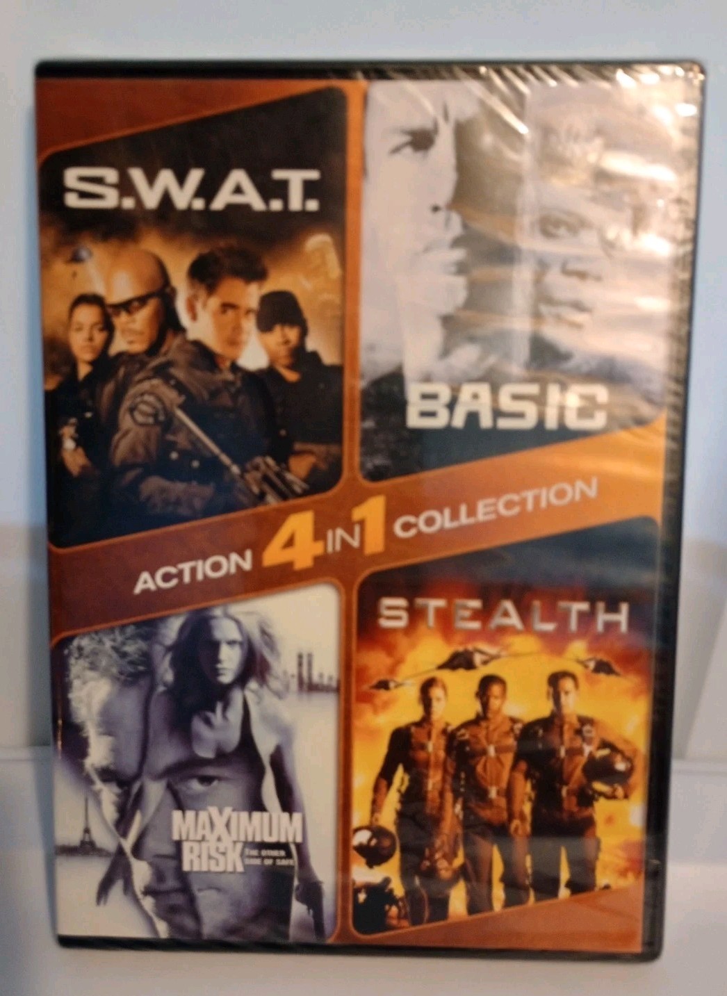 4-in-1 Action Collection – S.W.A.T./Basic/Maximum Risk/Stealth DVD New Sealed
