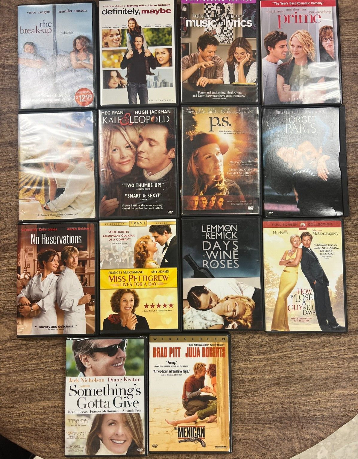14 Romantic Comedy Movies -Various Titles and Actors – dated 2001-2010