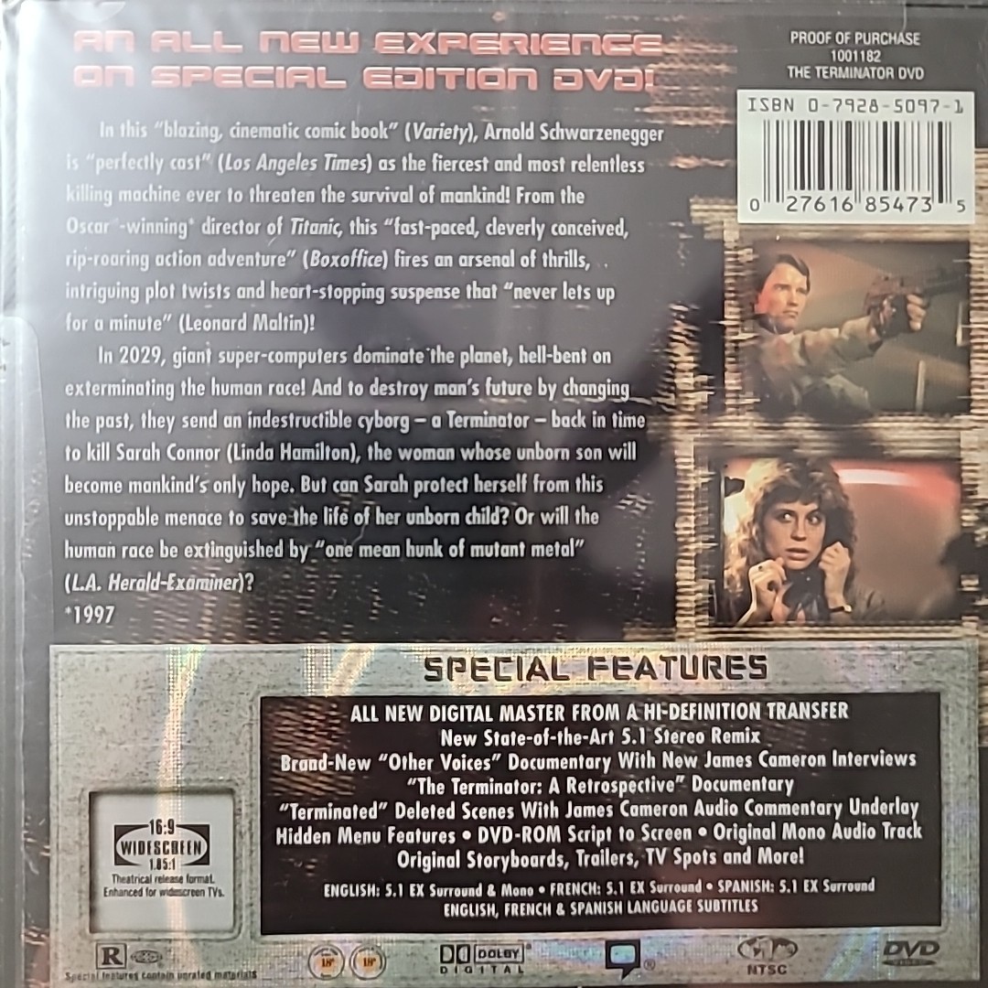 THE TERMINATOR 1984 DVD Rare Lenticular Case Special Edition NEW SEALED Extras