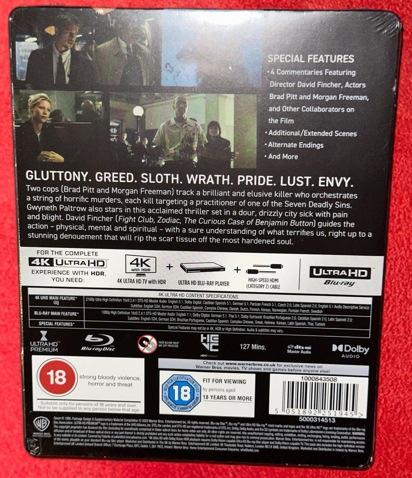 SE7EN / SEVEN (1995) 4K UHD Blu-Ray Steelbook BRAND NEW (English Packaging)