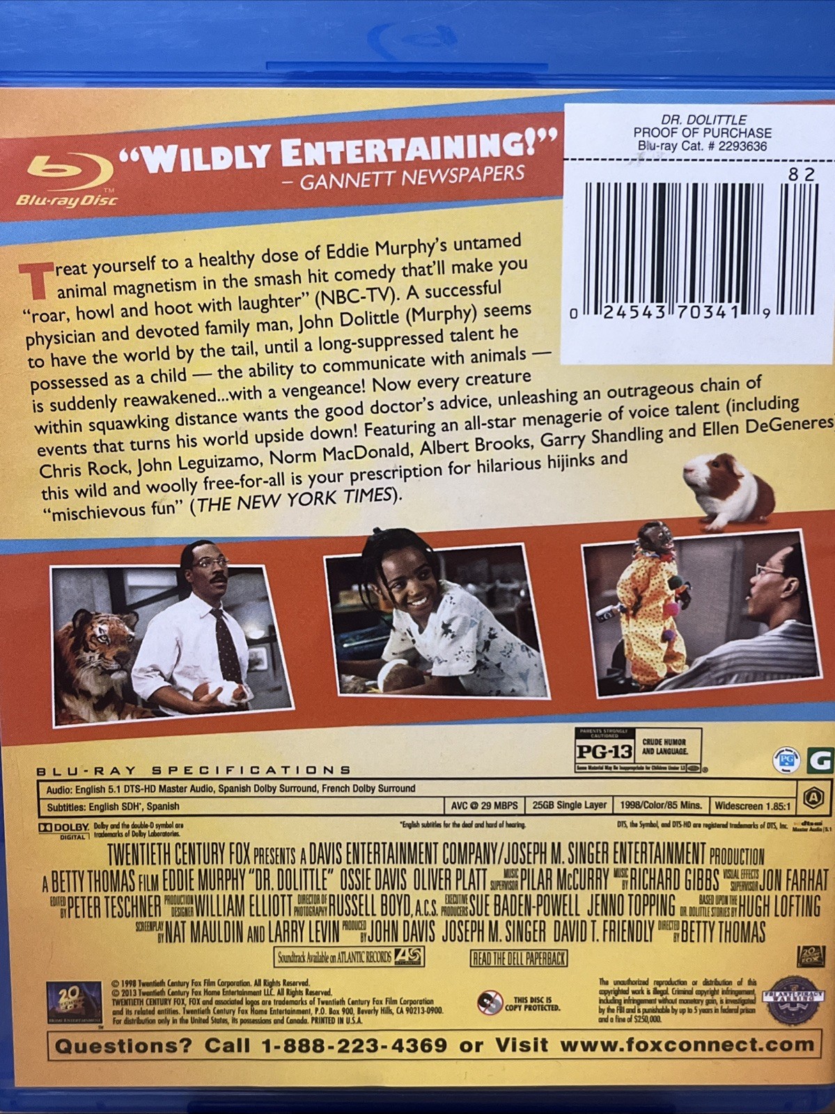 Dr. Dolittle (Blu-ray, 1998) Eddie Murphy Chris Rock Albert Brooks family comedy