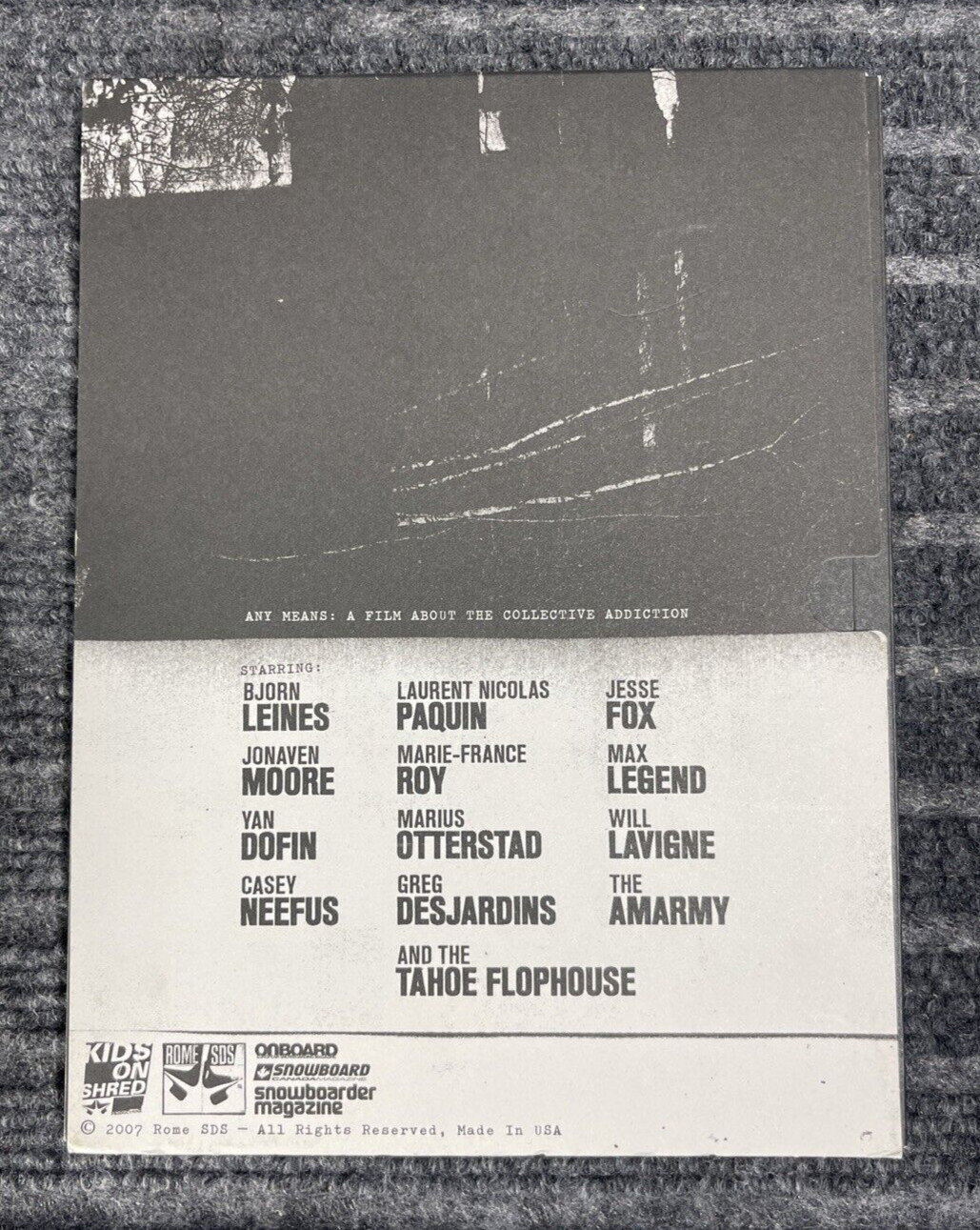 Any Means A Film About The Collective Addiction DVD 2007 Rome SDS Snowboarding