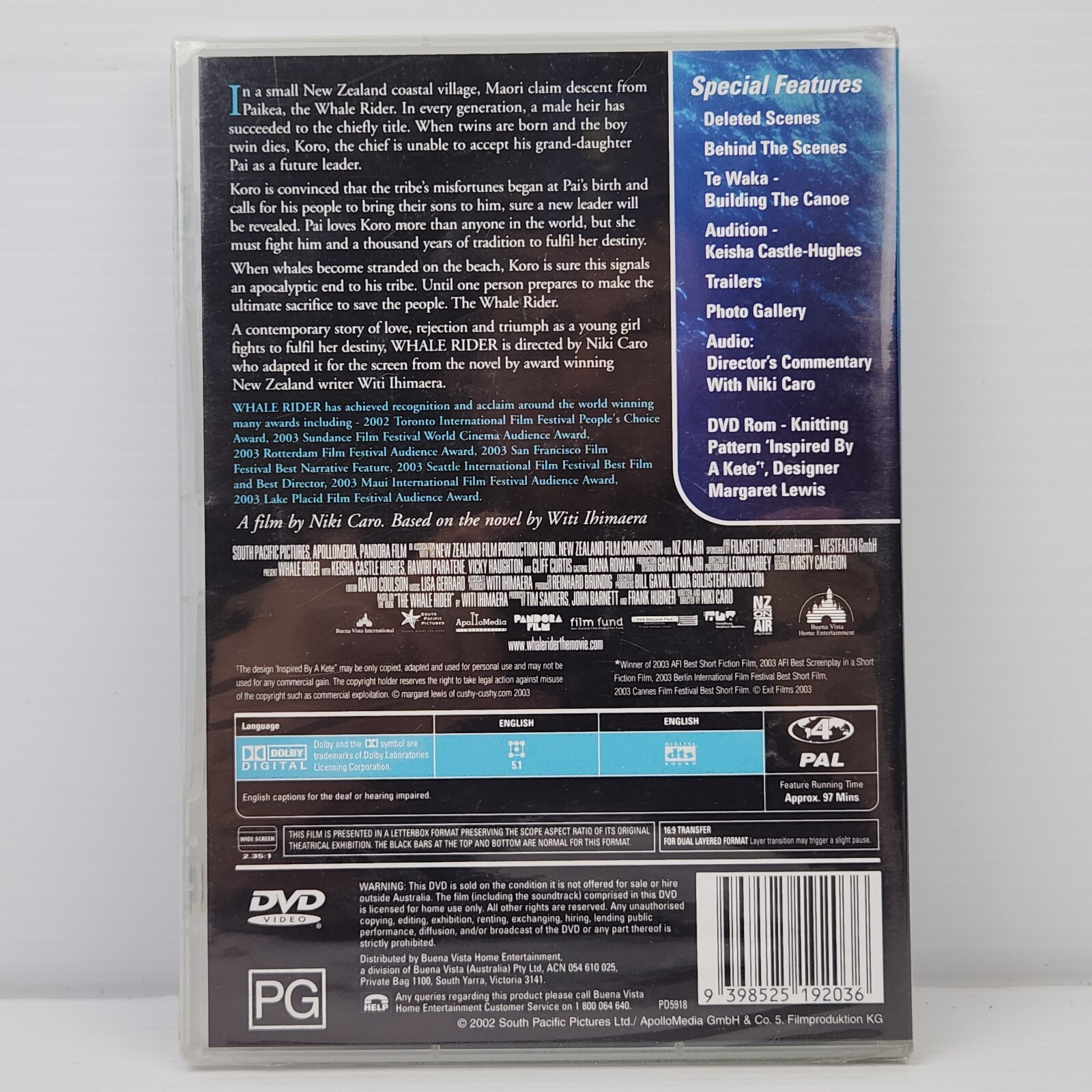 Whale Rider DVD Movie 2002 Dir. Niki Caro Keisha Castle-Hughes Adventure Reg 4