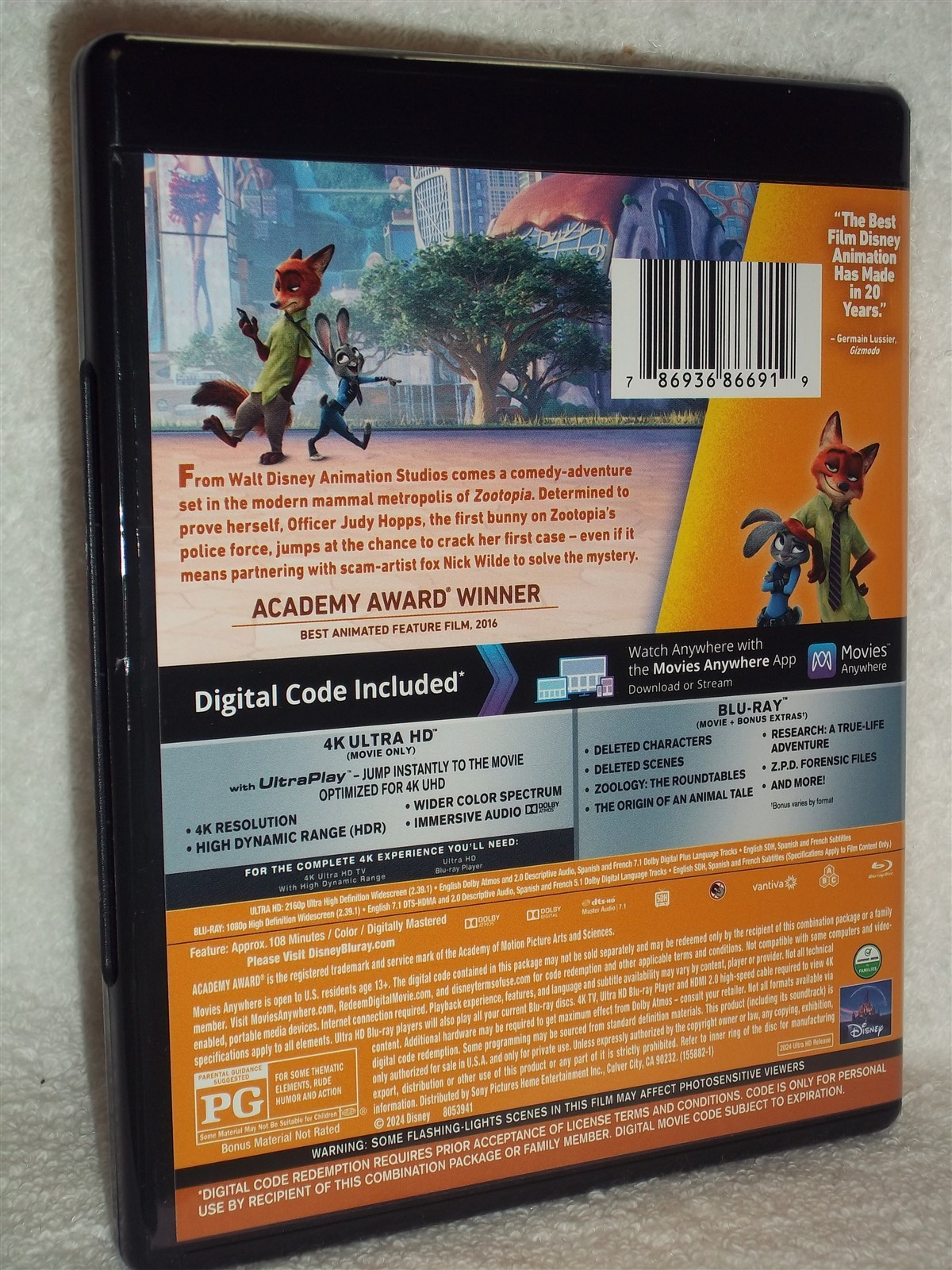 Zootopia (4K/Blu-ray, 2024) Jason Bateman Ginnfer Goodwin DISNEY animated comedy